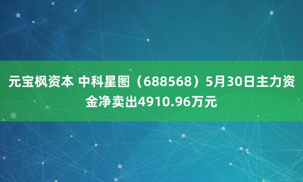 元宝枫资本 中科星图（688568）5月30日主力资金净卖出4910.96万元