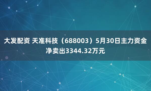 大发配资 天准科技（688003）5月30日主力资金净卖出3344.32万元
