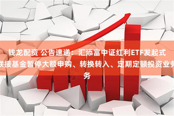 钱龙配资 公告速递：汇添富中证红利ETF发起式联接基金暂停大额申购、转换转入、定期定额投资业务