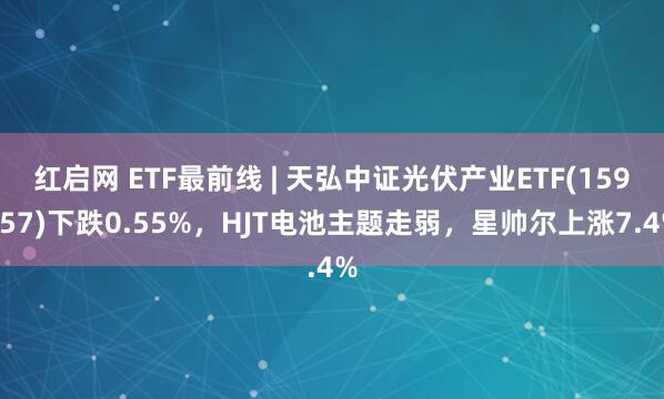 红启网 ETF最前线 | 天弘中证光伏产业ETF(159857)下跌0.55%，HJT电池主题走弱，星帅尔上涨7.4%